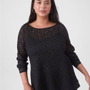 Lane Bryant Black Lace Blouse Sz 14 NWT